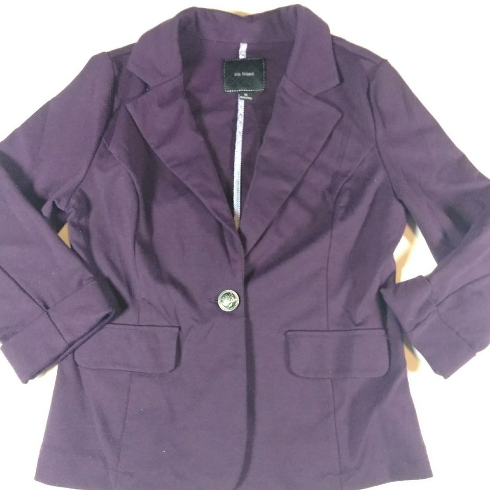 Iris Basic 3/4 Cuffed Sleeve Plum Blazer SZ M